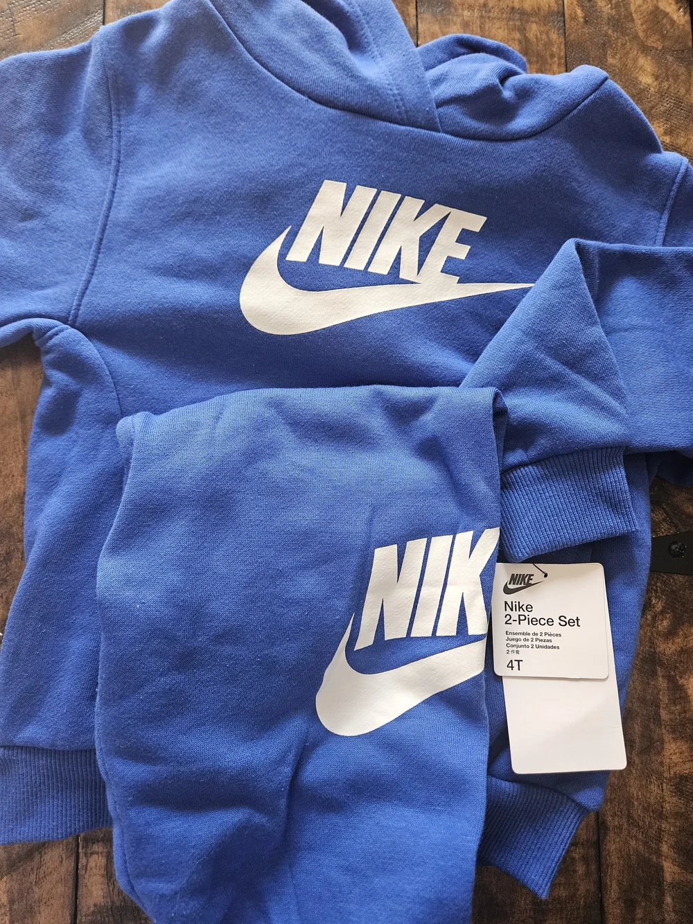 Nike Blue Kids Hoodie & Sweatpants Set with White Logo - Picture 3 of 3